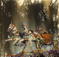 Shan Amrohvi, 12 x 12 inch, Acrylic On Canvas, Horse Painting, AC-SA-133